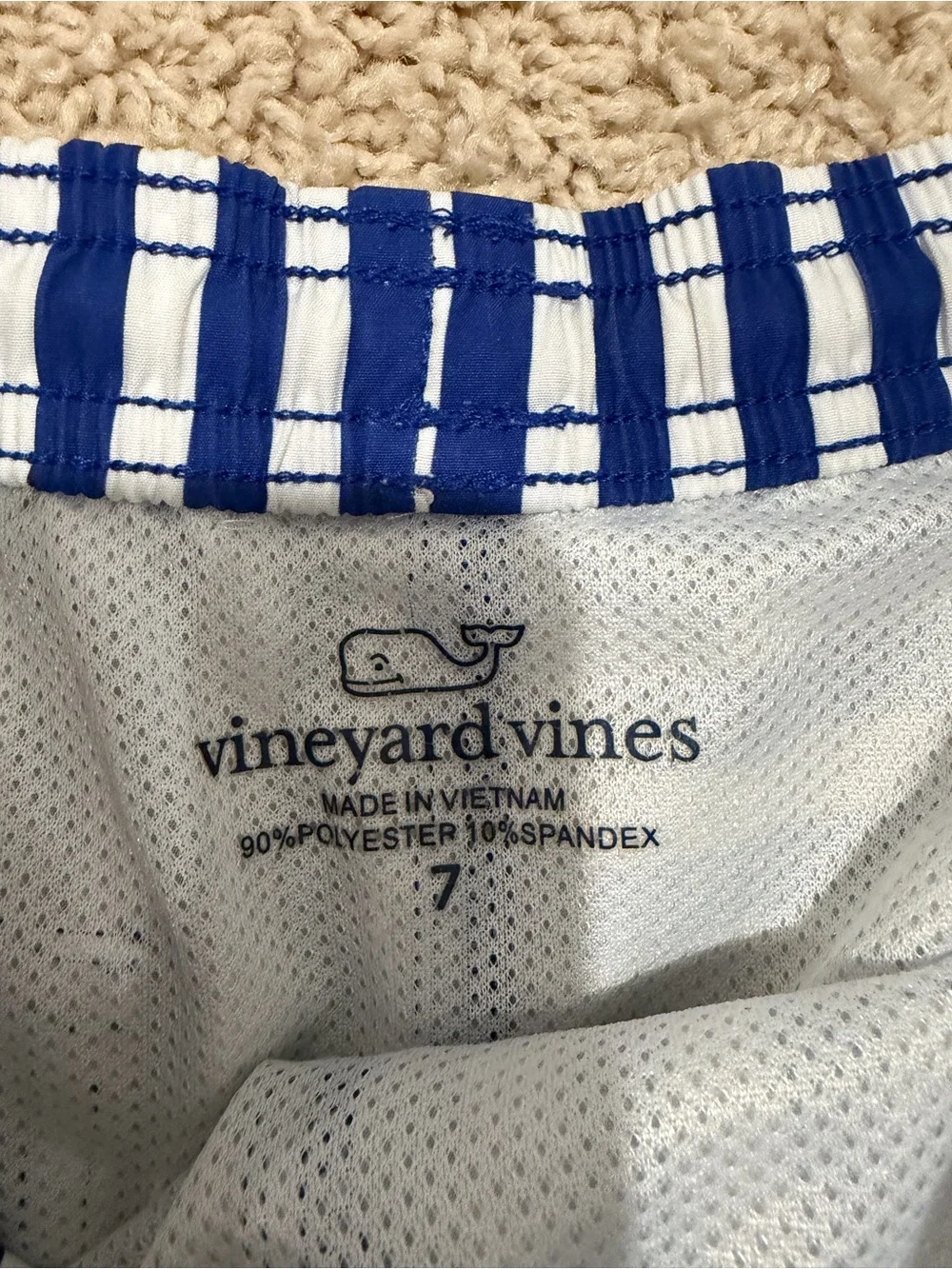Vineyard Vines Kids Blue & White Striped Swim Shorts